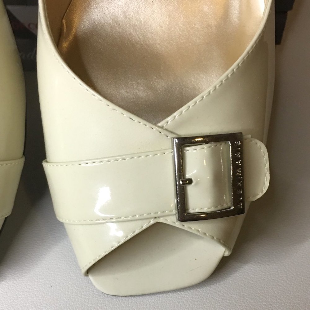 ALEX MARIE "Cadence" Patent Leather Cream Wedges - Picture 5 of 13